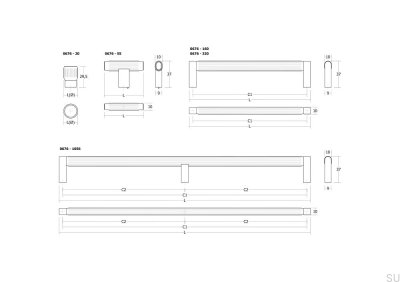 Brooklyn 20 Möbelknopf Aluminium Schwarz Gebürstet