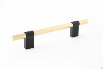 Line Big Mix 128 Möbelgriff aus schwarzem Aluminium mit gebürstetem Messing