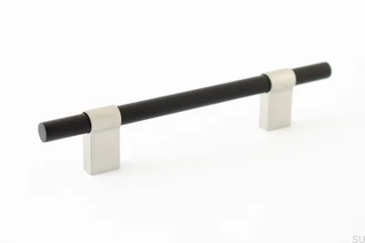 Line Big Mix 128 länglicher Möbelgriff aus gebürstetem Stahl mit schwarzem Aluminium