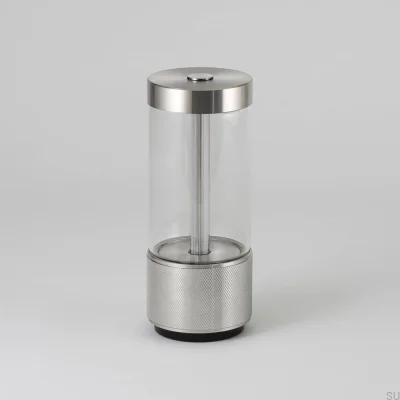 Tragbare Lampe zum Mitnehmen, Stahl, Silber