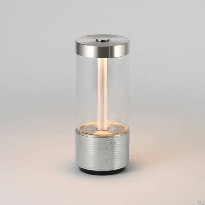 Tragbare Lampe zum Mitnehmen, Stahl, Silber