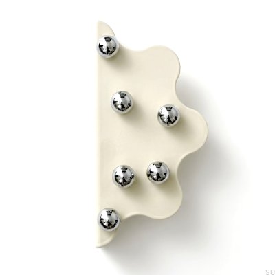 Möbelgriff Mare 200 aus Stahl, beige, mit silbernen Nickelkugeln