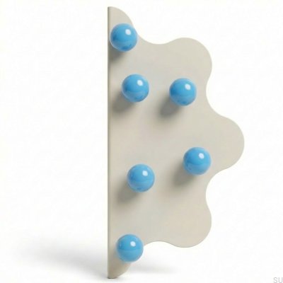 Möbelkantengriff Mare 200 aus Stahl, beige, mit blauen Kugeln