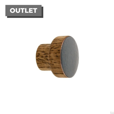 Möbelknopf Einfach, Holz, Emailliert, Dunkelgrau, Getöntes Öl
