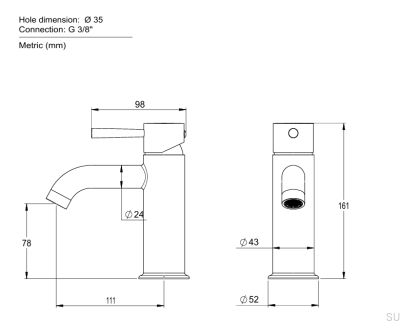 EVM074 Waschtischarmatur aus gebürstetem Messing-Nickel