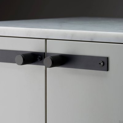 Möbelknopf mit Unterlegscheibe, Kreuzplatte 20, Stahl, Schwarz (2er-Set)