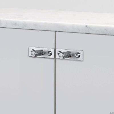 Möbelknopf mit Unterlegscheibe Linear Plate 12 Stahl Silber (2er-Set)