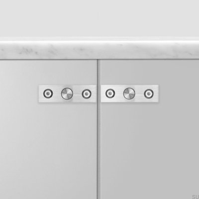 Möbelknopf mit Unterlegscheibe Linear Plate 12 Stahl Silber (2er-Set)