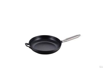 Staub 28 cm Bratpfanne aus schwarzem Stahl mit silbernem Rändelgriff