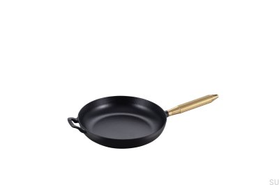 Staub Bratpfanne aus schwarzem Stahl, 28 cm, mit gerändeltem Messinggriff