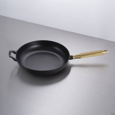 Staub Bratpfanne aus schwarzem Stahl, 28 cm, mit gerändeltem Messinggriff