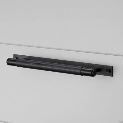 Langer Möbelgriff mit Kreuzplatte, 125 Stahl, schwarz
