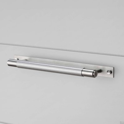 Langer Möbelgriff mit Kreuzplattenpolster, Stahl 225, Silber