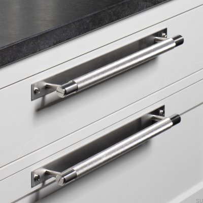 Langer Möbelgriff mit Kreuzplattenpolster, Stahl 225, Silber