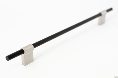 Line Mix 224 Möbelgriff länglich Metall schwarz mit gebürstetem Stahl