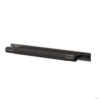 Länglicher Möbelgriff mit Kreuzplattenpolsterung, Messing 325, gebrannte Bronze