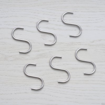 S-Haken für Regalaufhänger, Stahl, Silber (6er-Set)