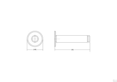 Türstopper für Wandmontage aus Aluminium, Schwarz, Titan, PVD