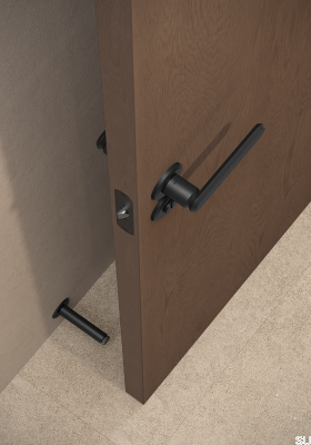 Fase Wall Türstopper zur Wandmontage, gebürstetes schwarzes Aluminium