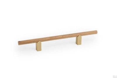 Kumo Wood 128 Eichenholzgriff mit gebürstetem Messing, länglich