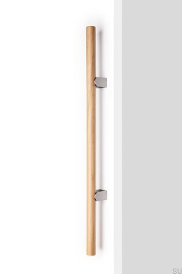 Kumo Wood Big One 448 Doppelseitiger Möbelgriff aus Eichenholz mit gebürstetem Aluminium in Silber