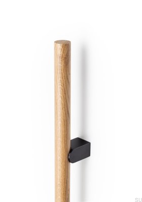 Kumo Wood Big 320 länglicher Möbelgriff, Eichenholz mit schwarzem Titan-Aluminium