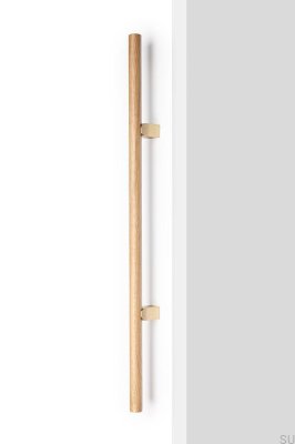Kumo Wood Big 320 Eichenholzgriff mit gebürstetem Messing, länglich, doppelseitig