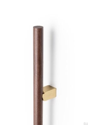 Kumo Wood Big 640 Holzgriff aus Walnussholz mit gebürstetem Messing, länglich und doppelseitig