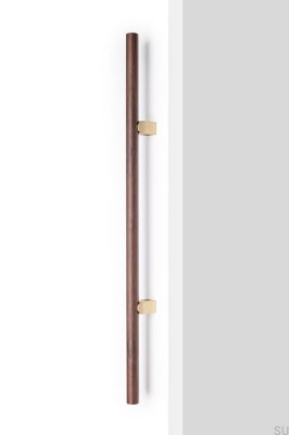 Kumo Wood Big 640 Holzgriff aus Walnussholz mit gebürstetem Messing, länglich und doppelseitig