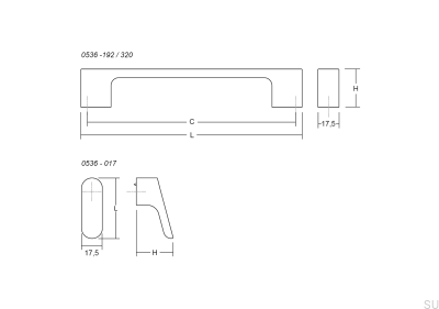 Luv 320 länglicher Möbelgriff, Metall, braun, gebürstet