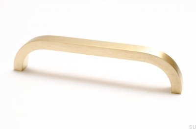 Langer Möbelgriff Slim 128 Gold Messing Gebürstet Unlackiert