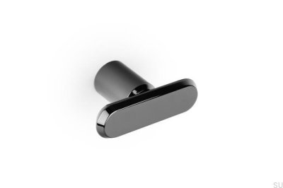 T-Bar Fase 52 Möbelknopf aus Aluminium, Schwarz-Titan, Poliertes PVD
