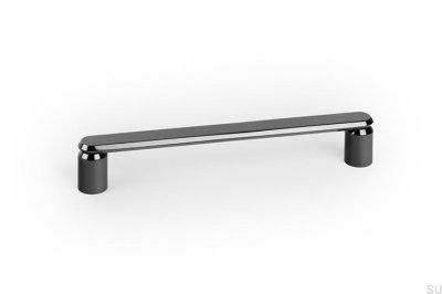 Fase 160 länglicher Möbelgriff, Aluminium, Schwarz-Titan, Poliertes PVD