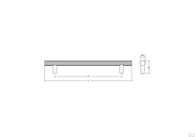 Boto Big 320 doppelseitiger, länglicher Möbelgriff, gebürstetes silbernes Aluminium