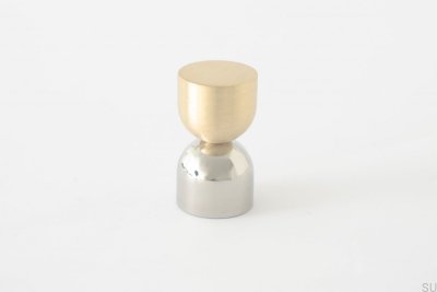 Möbelknopf aus gebürstetem Messing und poliertem Edelstahl (Kokeshi Mix 1832)