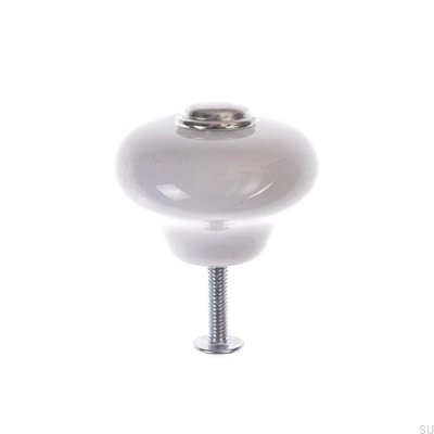 Möbelknopf 5311 Porzellan weiß mit poliertem Nickel
