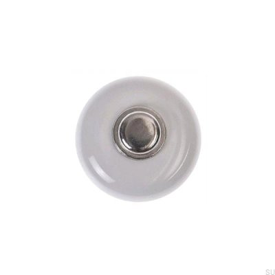 Möbelknopf 5311 Porzellan weiß mit poliertem Nickel