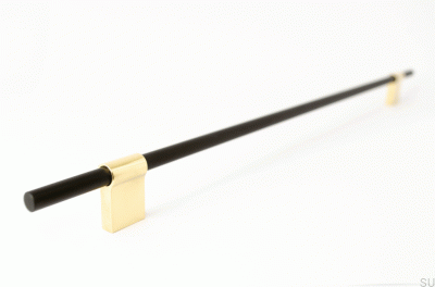 Line Mix 342 verlängerter Möbelgriff Metall schwarz mit Messing poliert