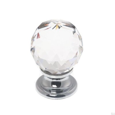 Möbelknopf 9992 Swarovski-Kristall mit silberner Basis