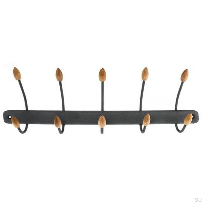 Wandhalter 80044 Grau mit Enden aus Eichenholz
