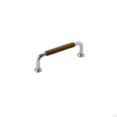Möbelgriff länglich 1353 96 Nickelbraunes Leder