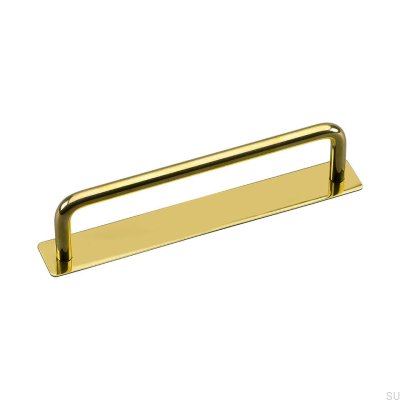 Länglicher Möbelgriff mit Royal Deluxe 128 Unterlegscheibe, poliertes Messing
