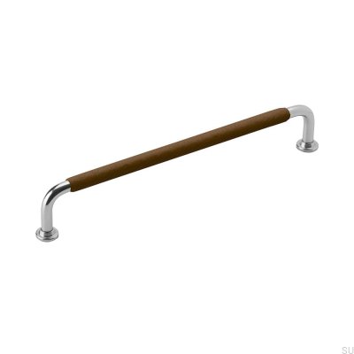 Möbelgriff länglich 1353 192 Nickelbraunes Leder