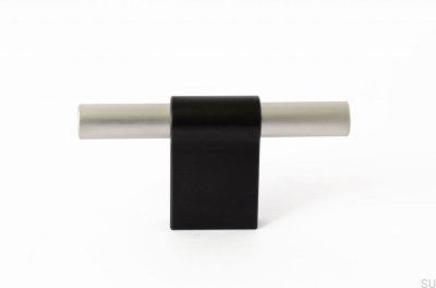 Möbelknopf T-Bar Line Mix 60 Metall schwarz mit gebürstetem Stahl