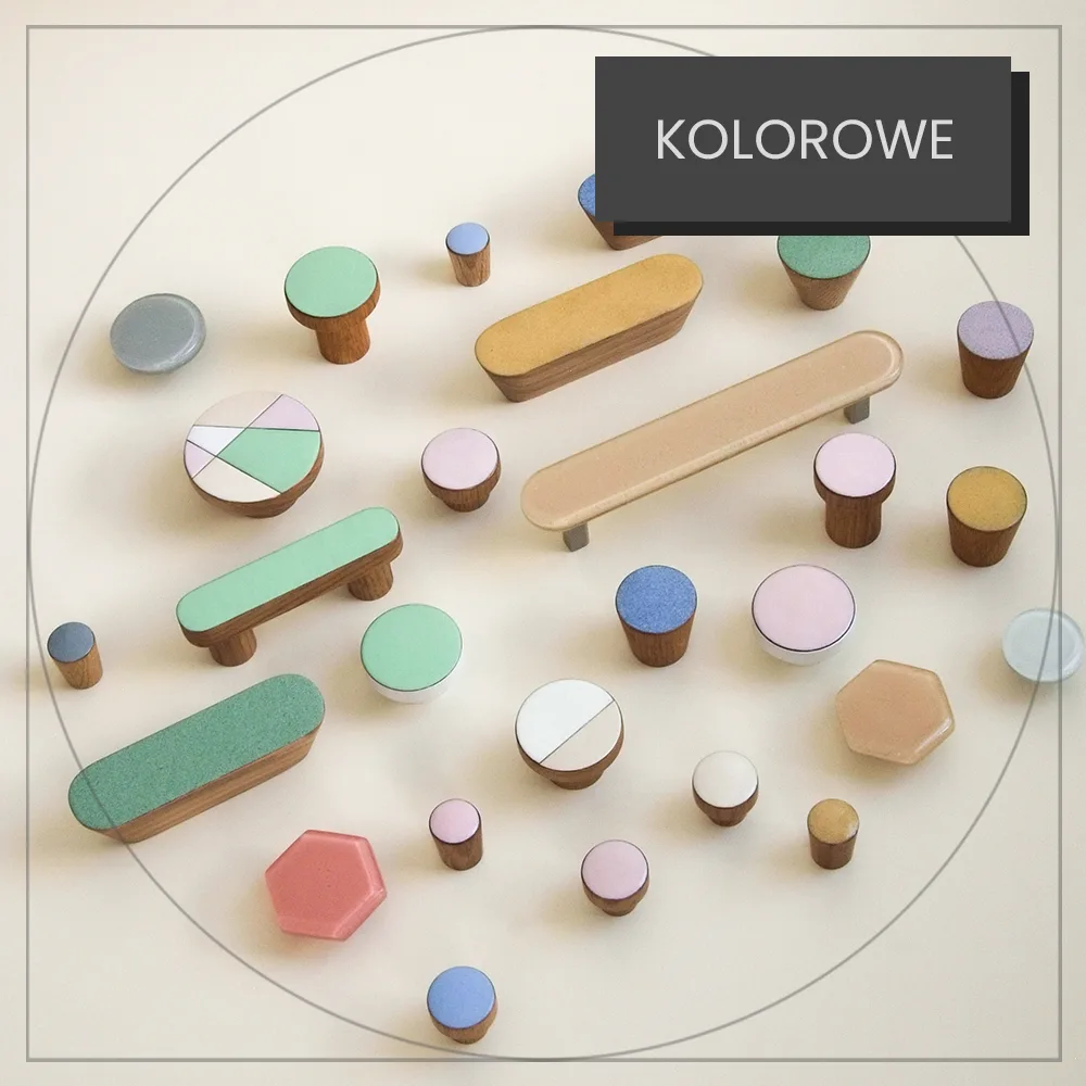 Kolorowe uchwyty meblowe